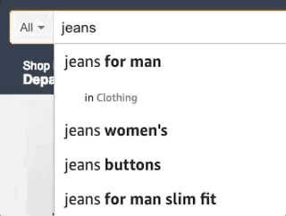 Amazon's predictive search at work