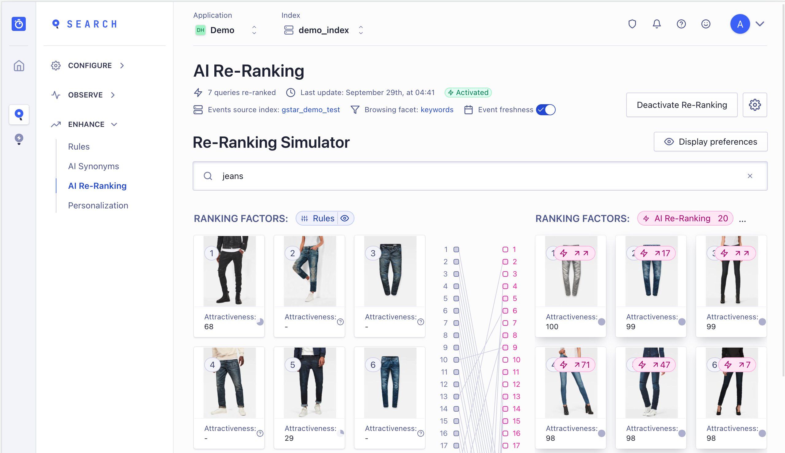 Screenshot of Dynamic Re-Ranking